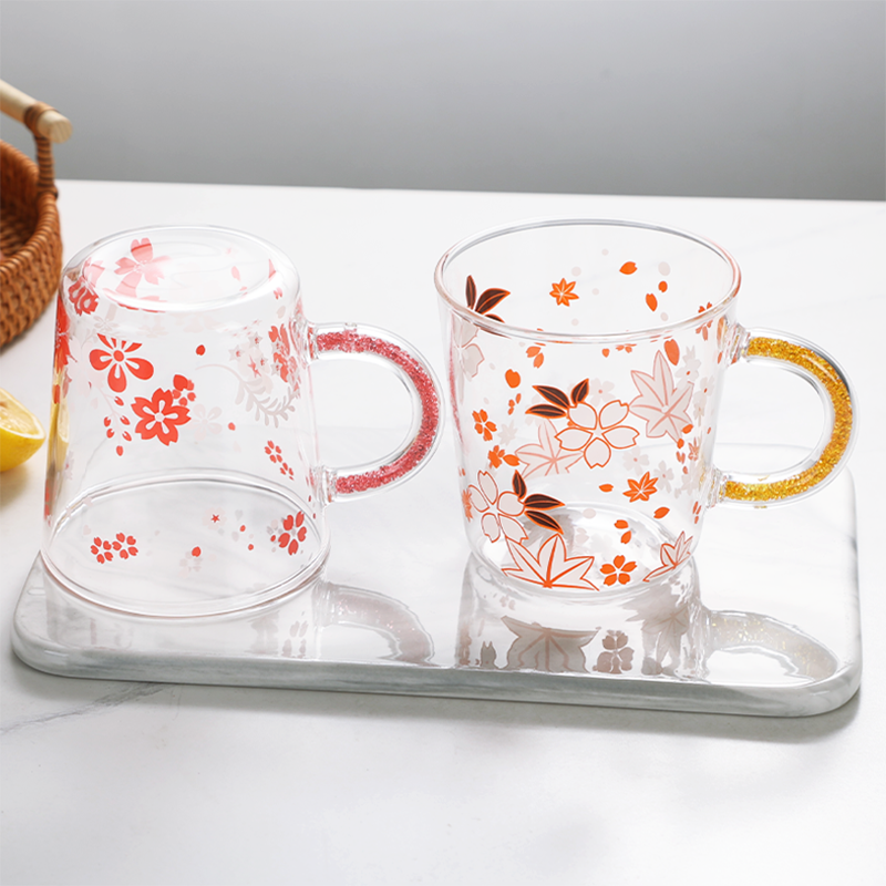 Floral Drinking Glass Mug