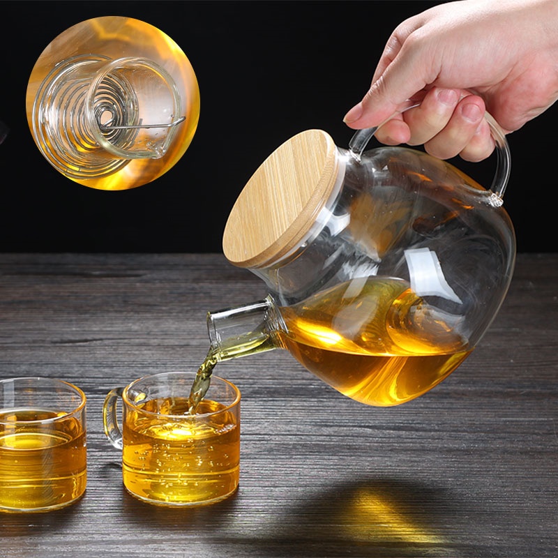 Glass Teapot With Bamboo Lid