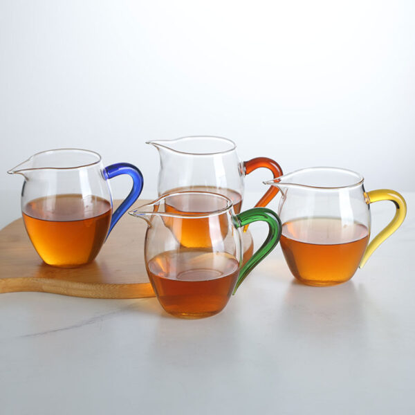 Glass Tea Art Cup With Color Handle